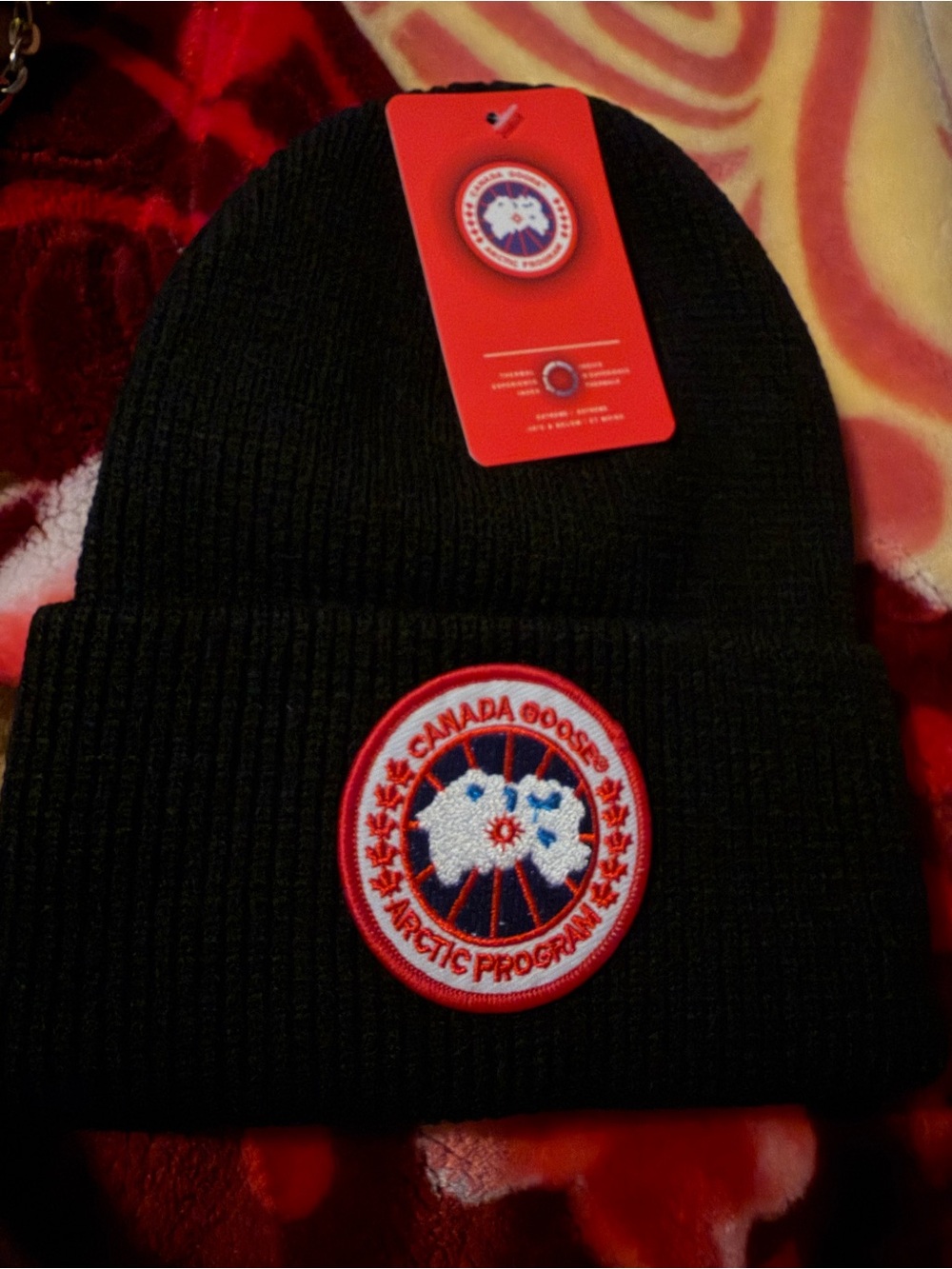 Canada Goose Black Patch Beanie - Black